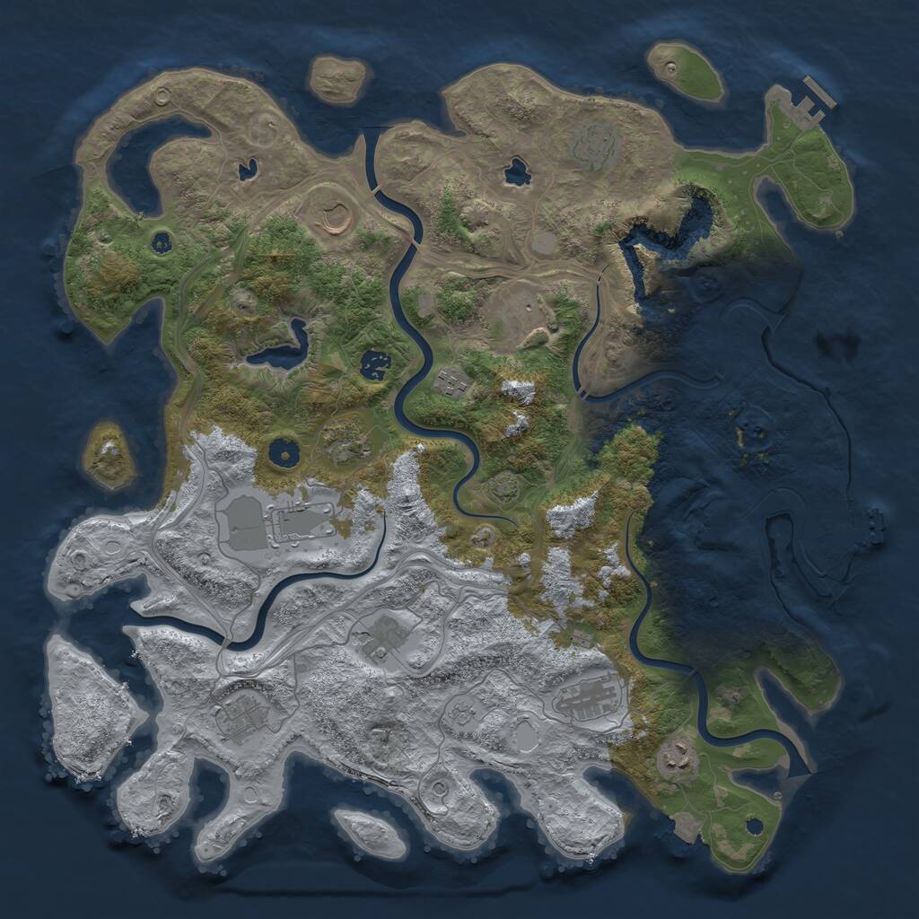 Rust Map: Procedural Map, Size: 4500, Seed: 1461826255, 17 Monuments