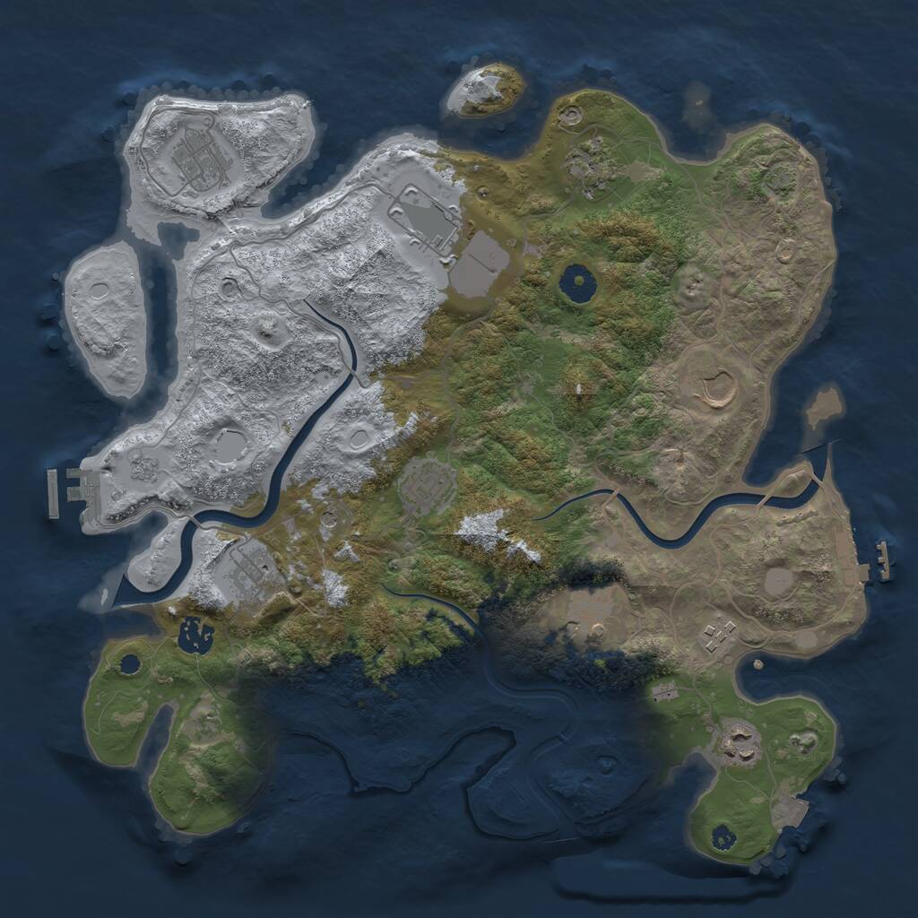 Rust Map: Procedural Map, Size: 3750, Seed: 8, 16 Monuments