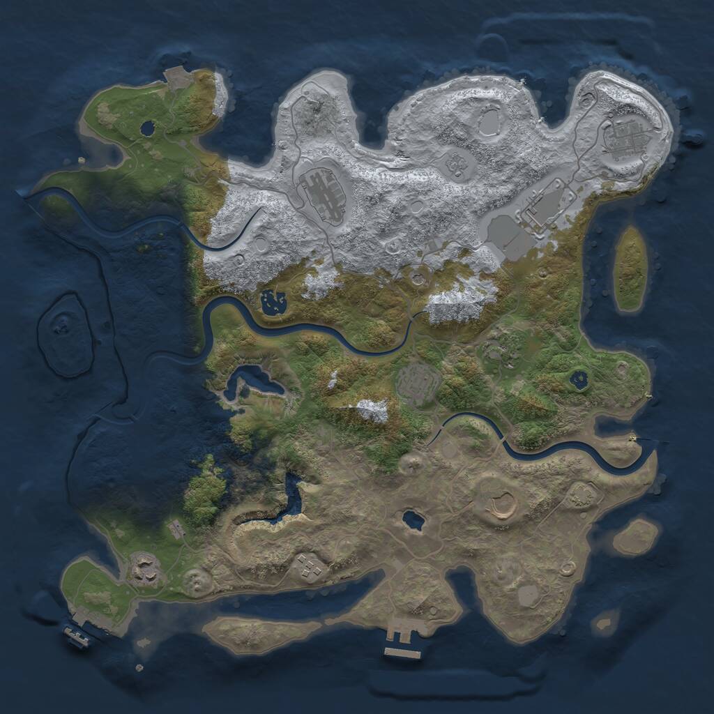 Rust Map: Procedural Map, Size: 4000, Seed: 52214, 15 Monuments