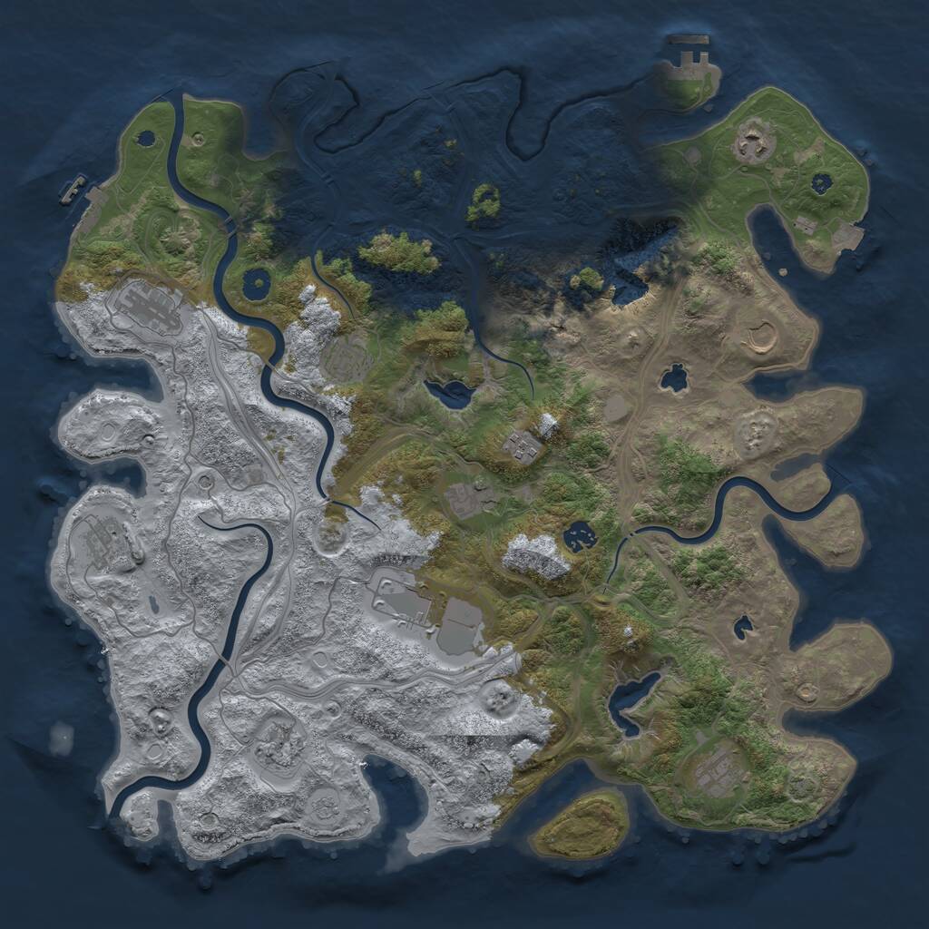 Rust Map: Procedural Map, Size: 4500, Seed: 490385517, 17 Monuments