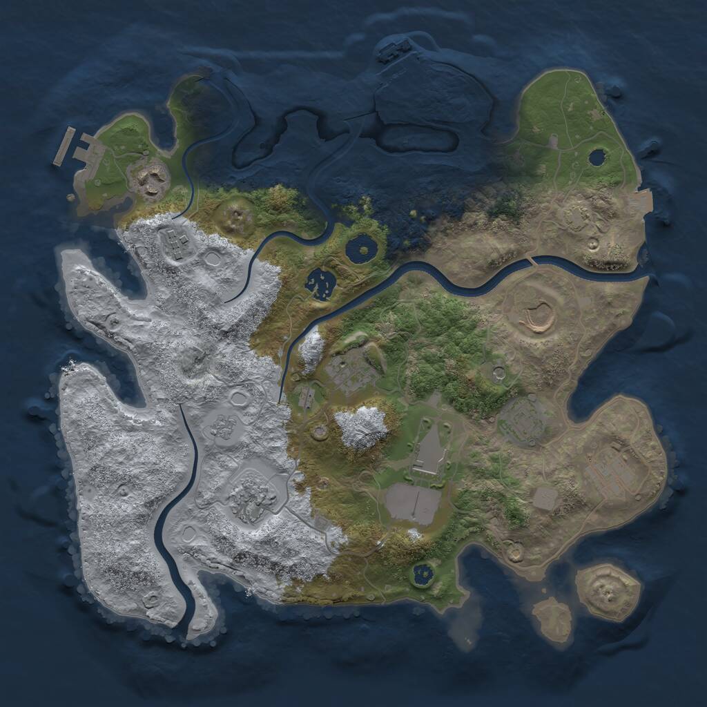 Rust Map: Procedural Map, Size: 3500, Seed: 1251392269, 15 Monuments