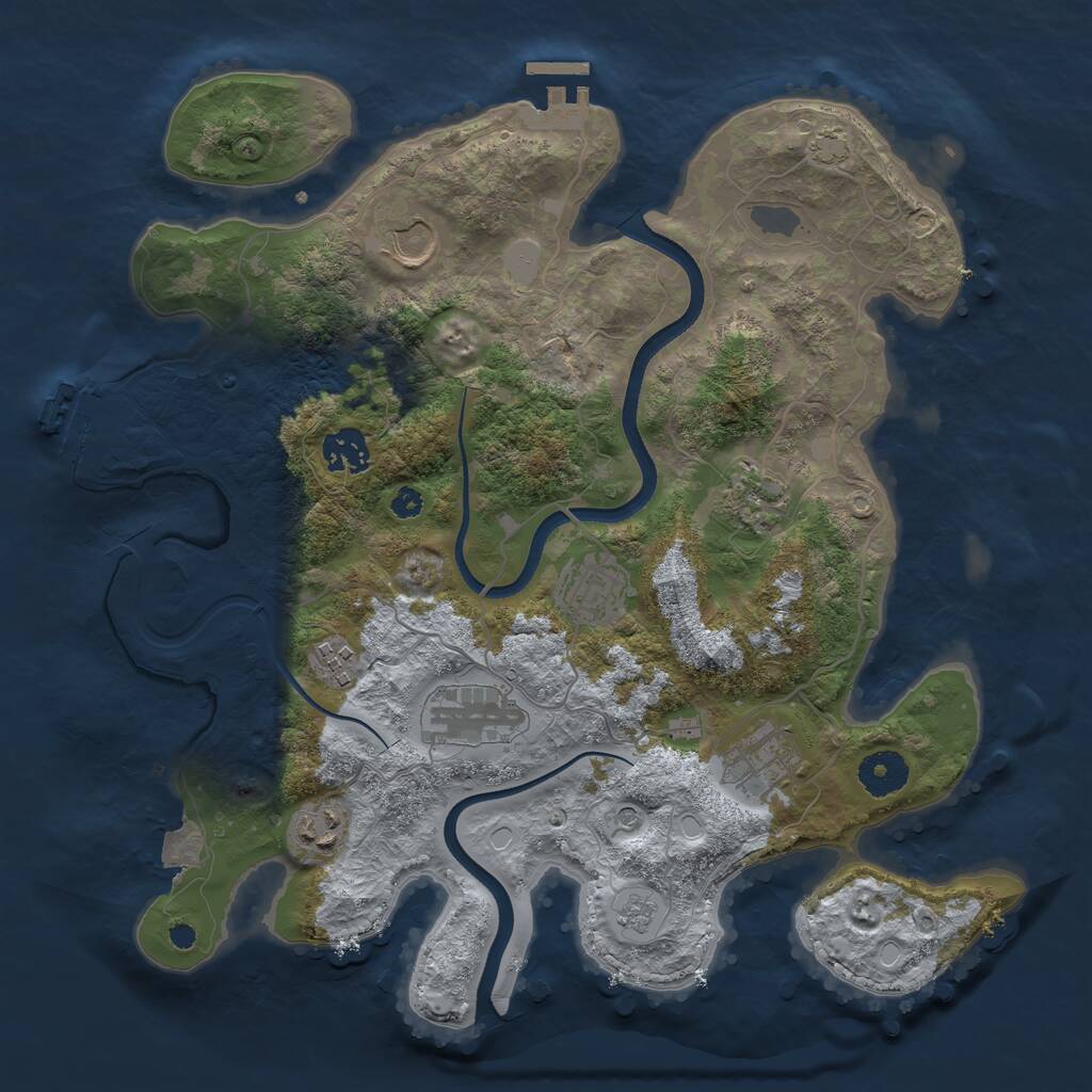 Rust Map: Procedural Map, Size: 3500, Seed: 922325761, 14 Monuments