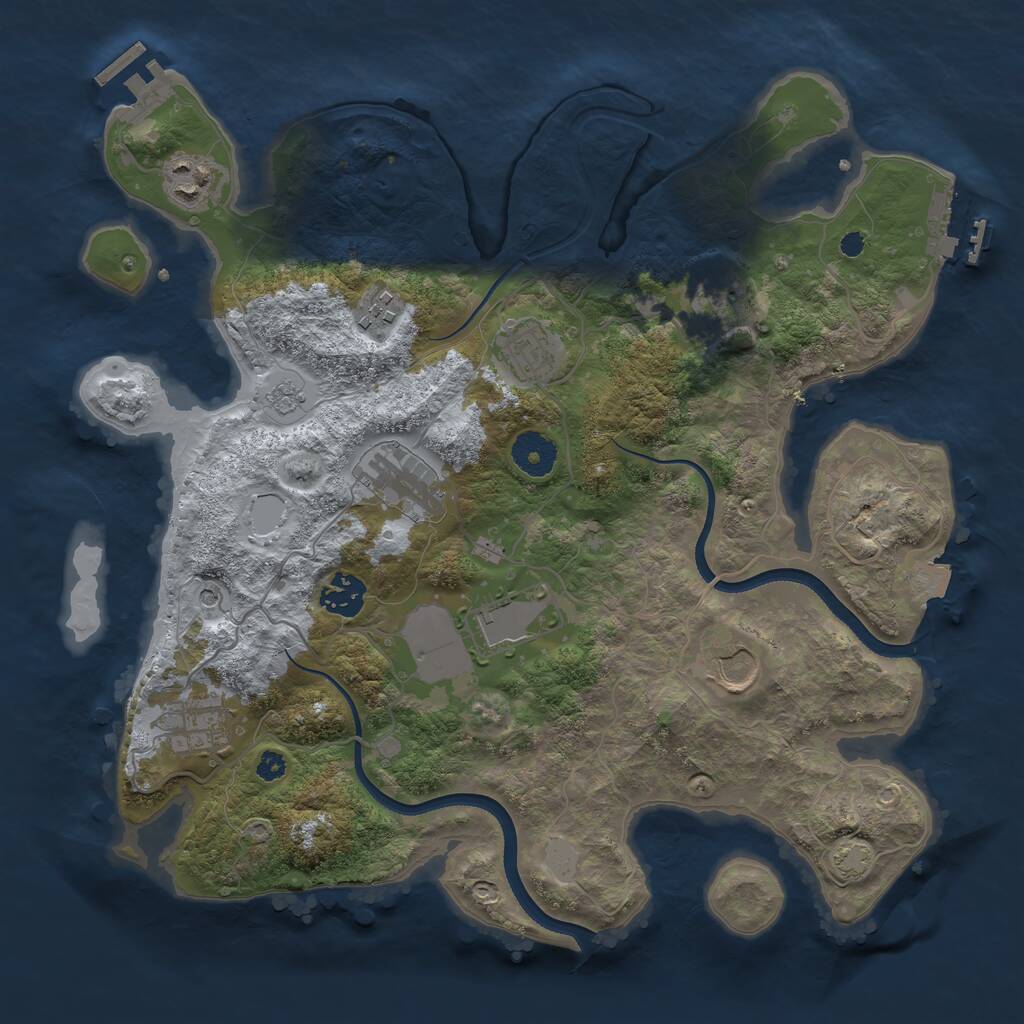 Rust Map: Procedural Map, Size: 3500, Seed: 5344, 15 Monuments