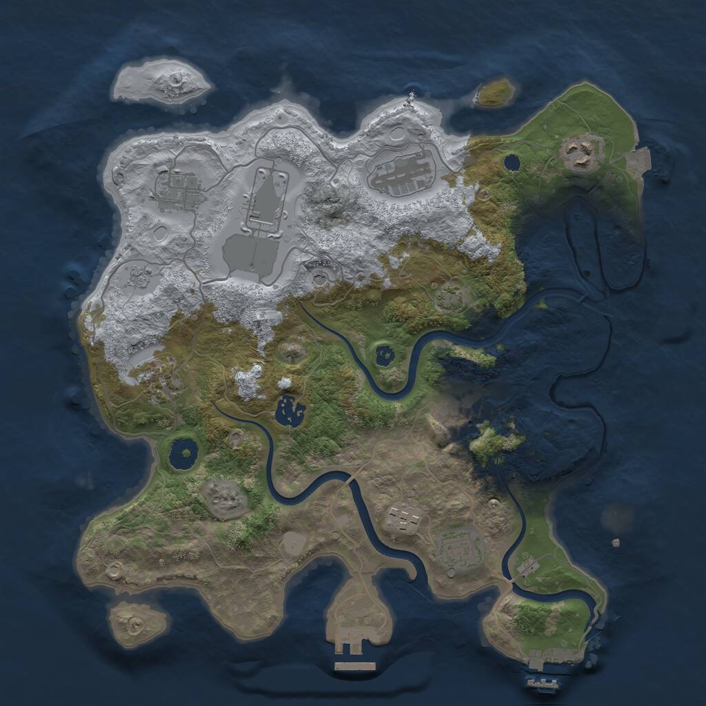 Rust Map: Procedural Map, Size: 3500, Seed: 466564, 15 Monuments