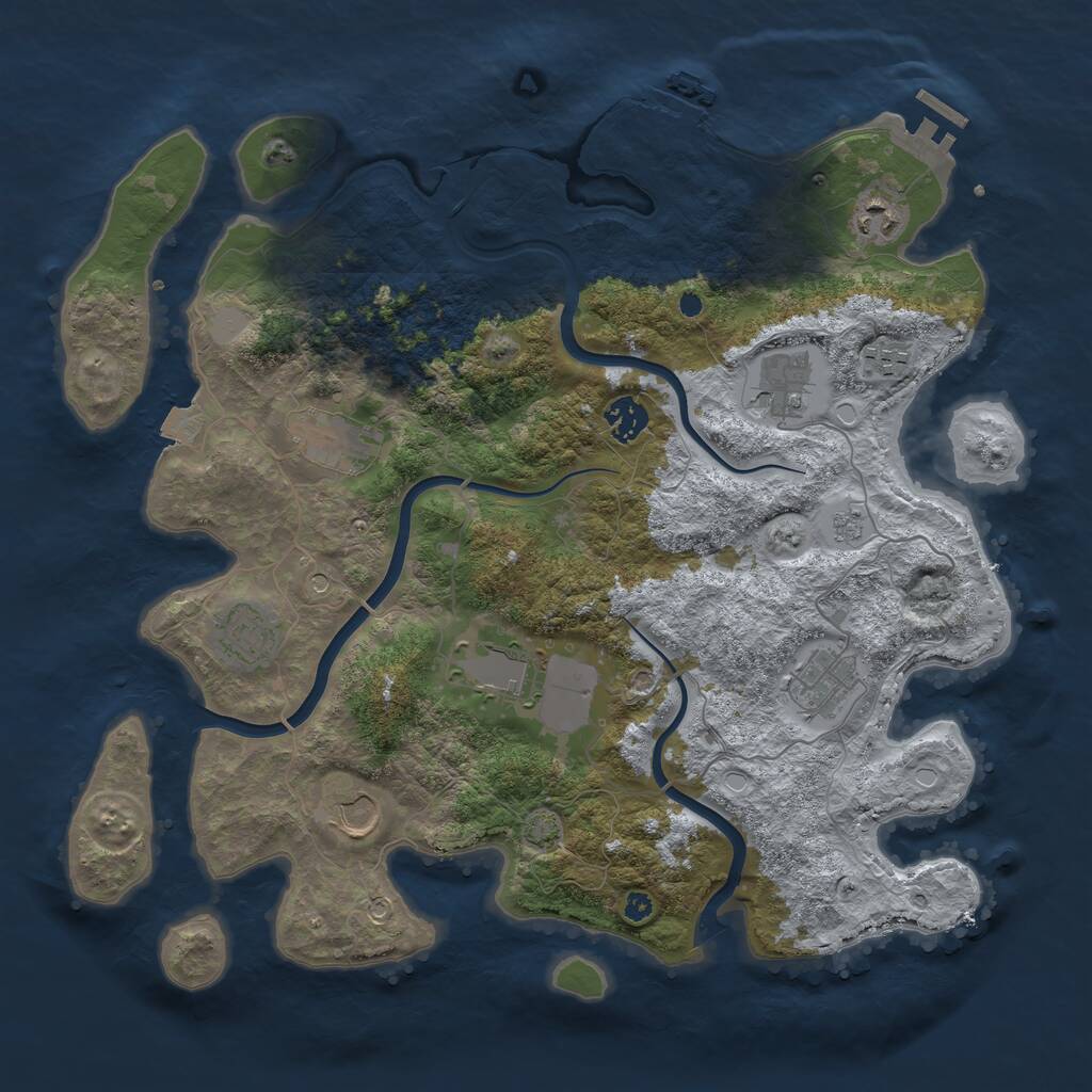 Rust Map: Procedural Map, Size: 3850, Seed: 633065822, 15 Monuments