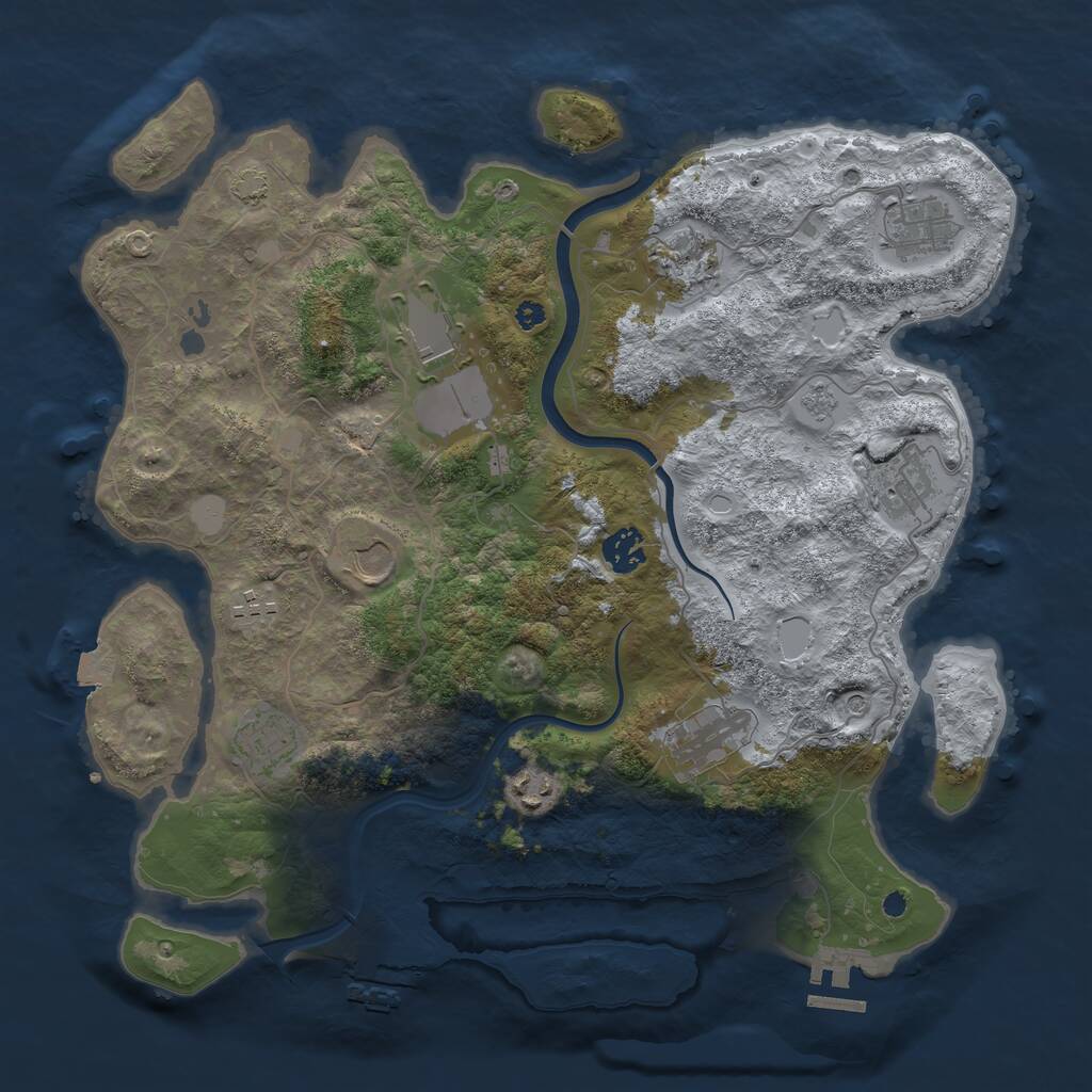 Rust Map: Procedural Map, Size: 3750, Seed: 1944913538, 16 Monuments