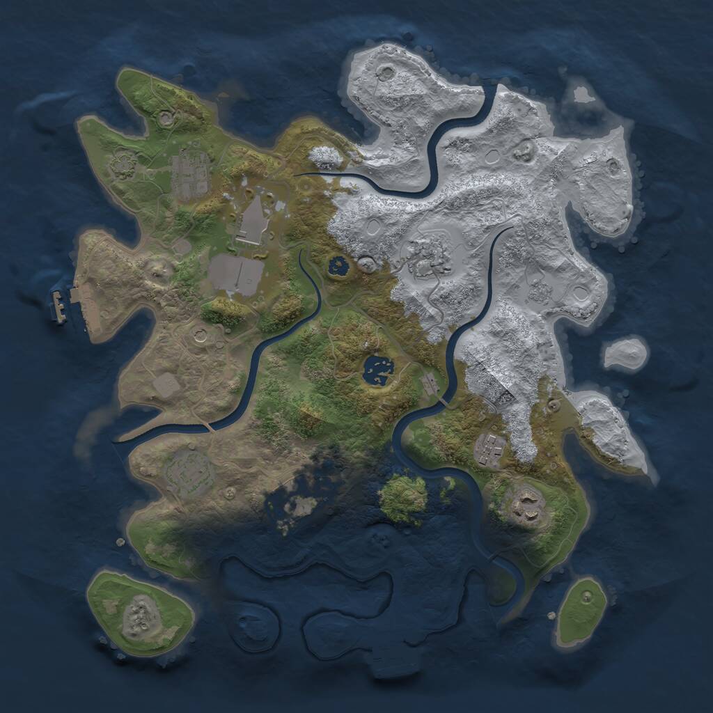 Rust Map: Procedural Map, Size: 3500, Seed: 4194, 14 Monuments
