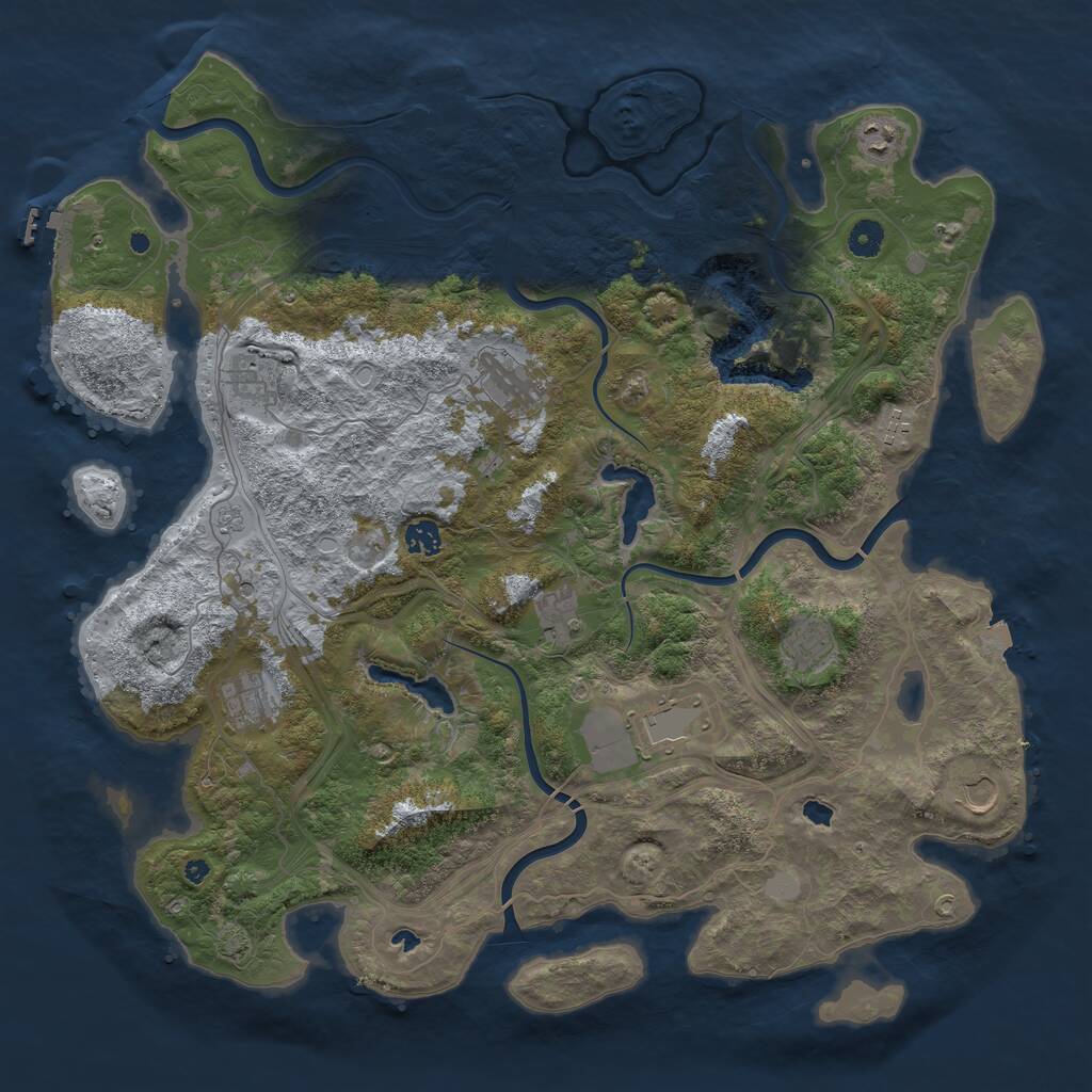 Rust Map: Procedural Map, Size: 4500, Seed: 1870356747, 16 Monuments