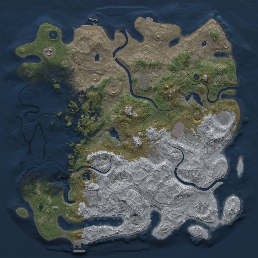 Rust Map: Procedural Map, Size: 4500, Seed: 127754992, 16 Monuments