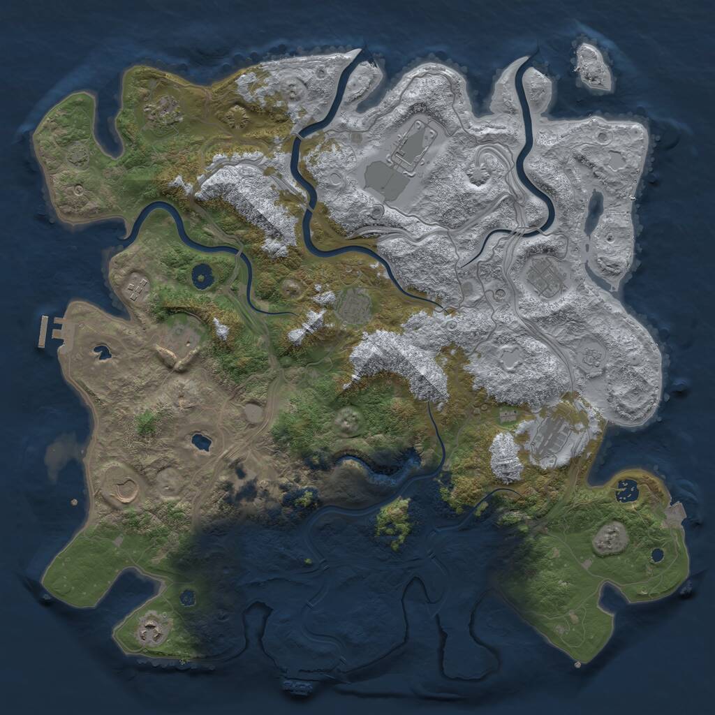 Rust Map: Procedural Map, Size: 4500, Seed: 343548451, 17 Monuments