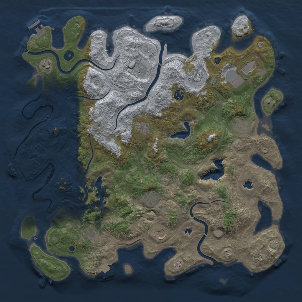 Rust Map: Procedural Map, Size: 4500, Seed: 1580070031, 17 Monuments