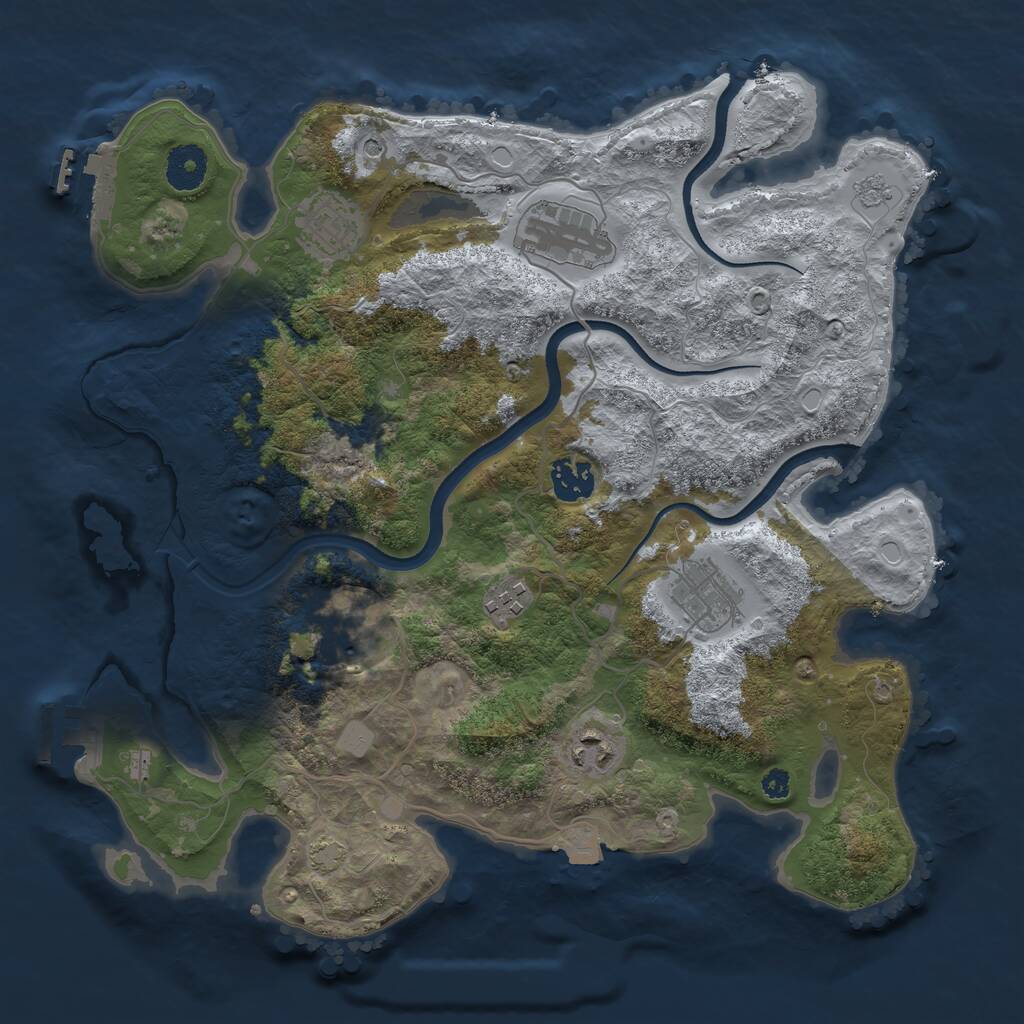 Rust Map: Procedural Map, Size: 3500, Seed: 604309579, 13 Monuments