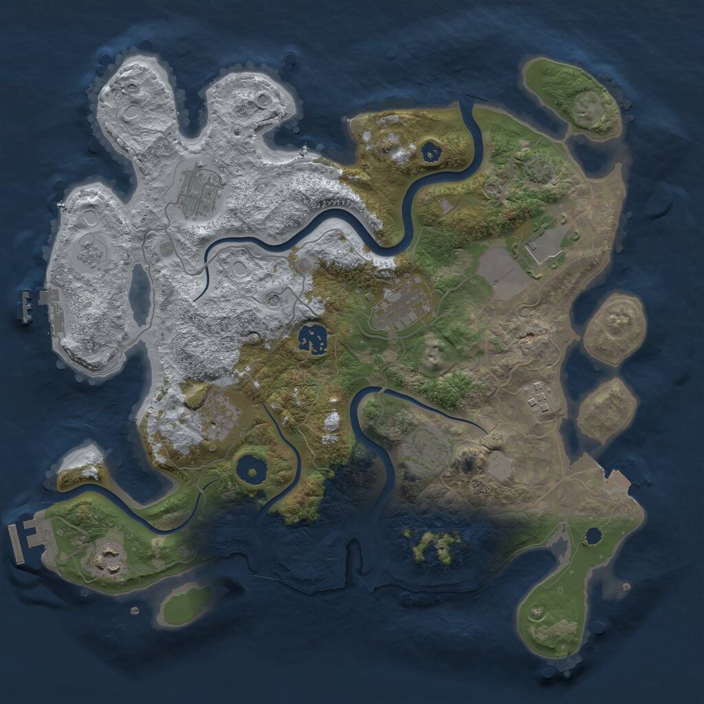 Rust Map: Procedural Map, Size: 3500, Seed: 1308780015, 14 Monuments