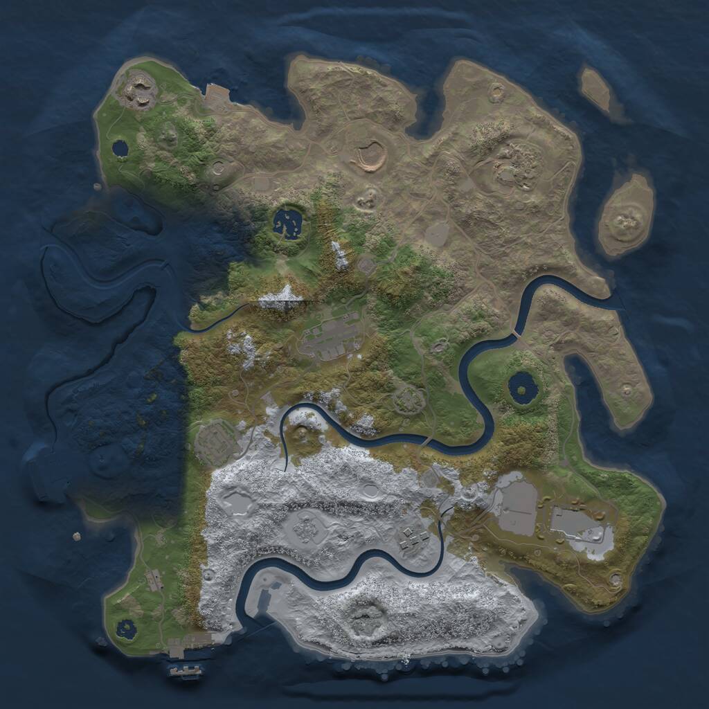 Rust Map: Procedural Map, Size: 3500, Seed: 1089465004, 14 Monuments