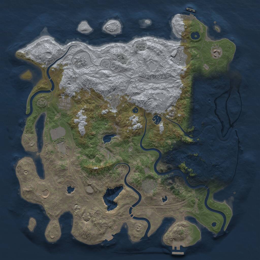 Rust Map: Procedural Map, Size: 4500, Seed: 1257777, 16 Monuments