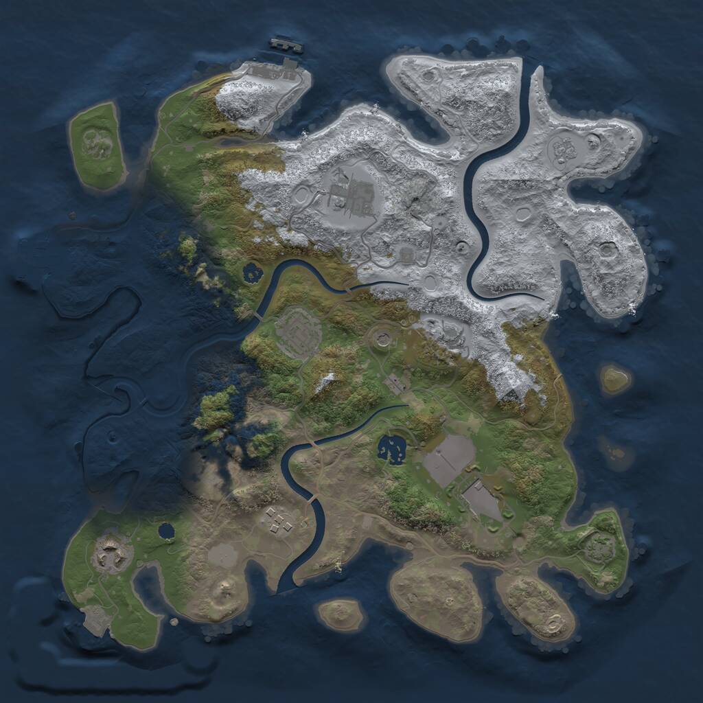 Rust Map: Procedural Map, Size: 3500, Seed: 389684863, 14 Monuments