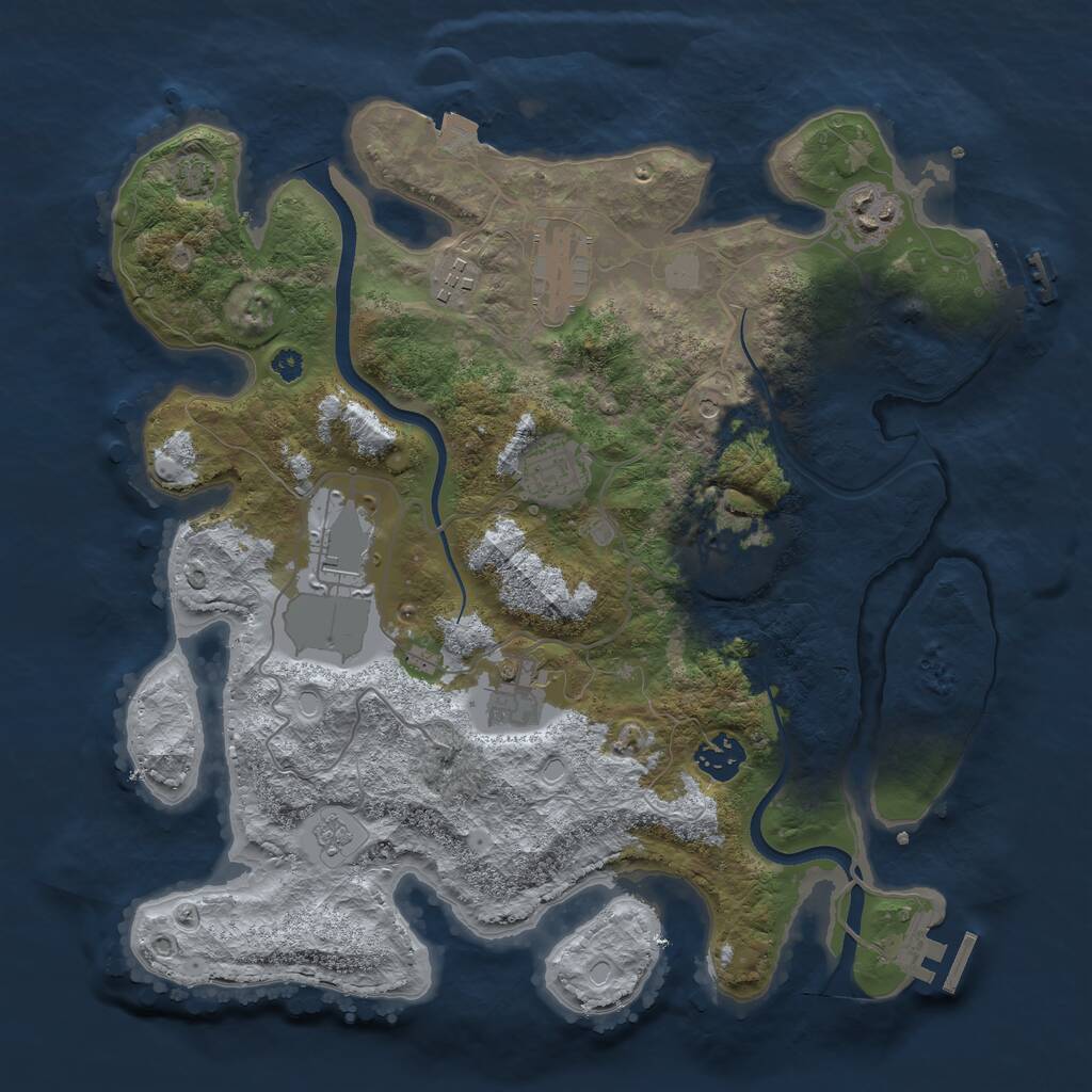 Rust Map: Procedural Map, Size: 3500, Seed: 483339191, 14 Monuments
