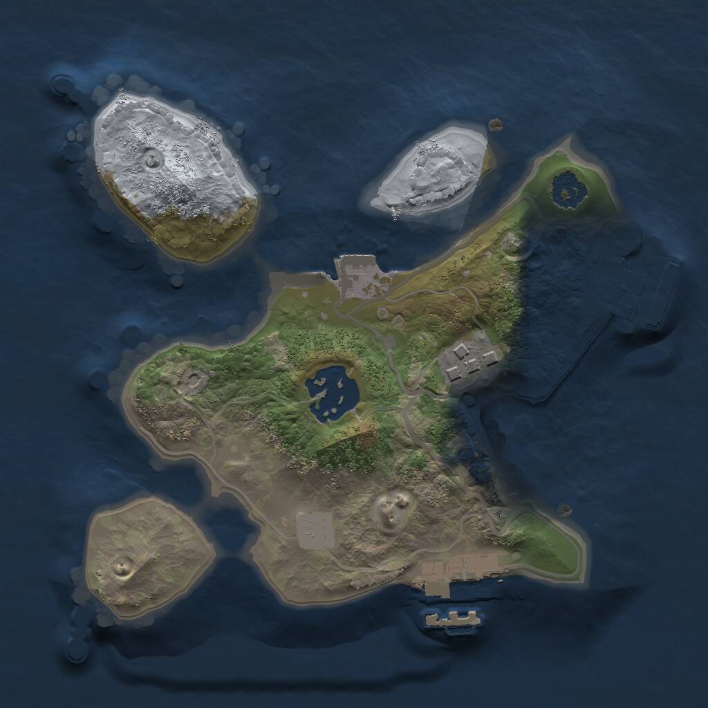 Rust Map: Procedural Map, Size: 2000, Seed: 1411, 5 Monuments