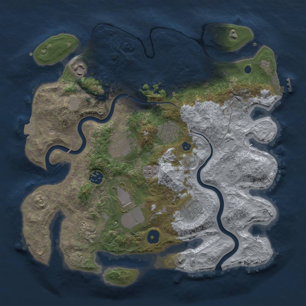 Rust Map: Procedural Map, Size: 3500, Seed: 2036744860, 13 Monuments