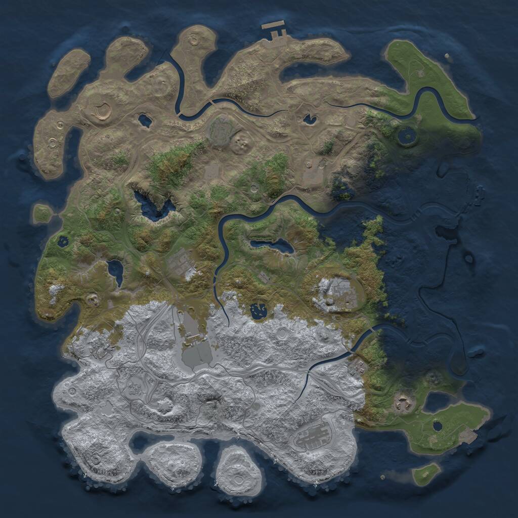 Rust Map: Procedural Map, Size: 4560, Seed: 117801639, 17 Monuments