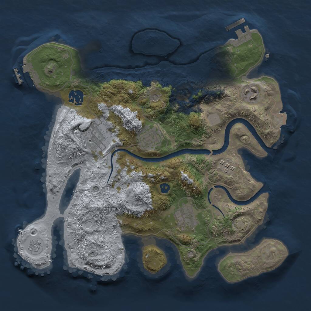 Rust Map: Procedural Map, Size: 3000, Seed: 434318249, 12 Monuments