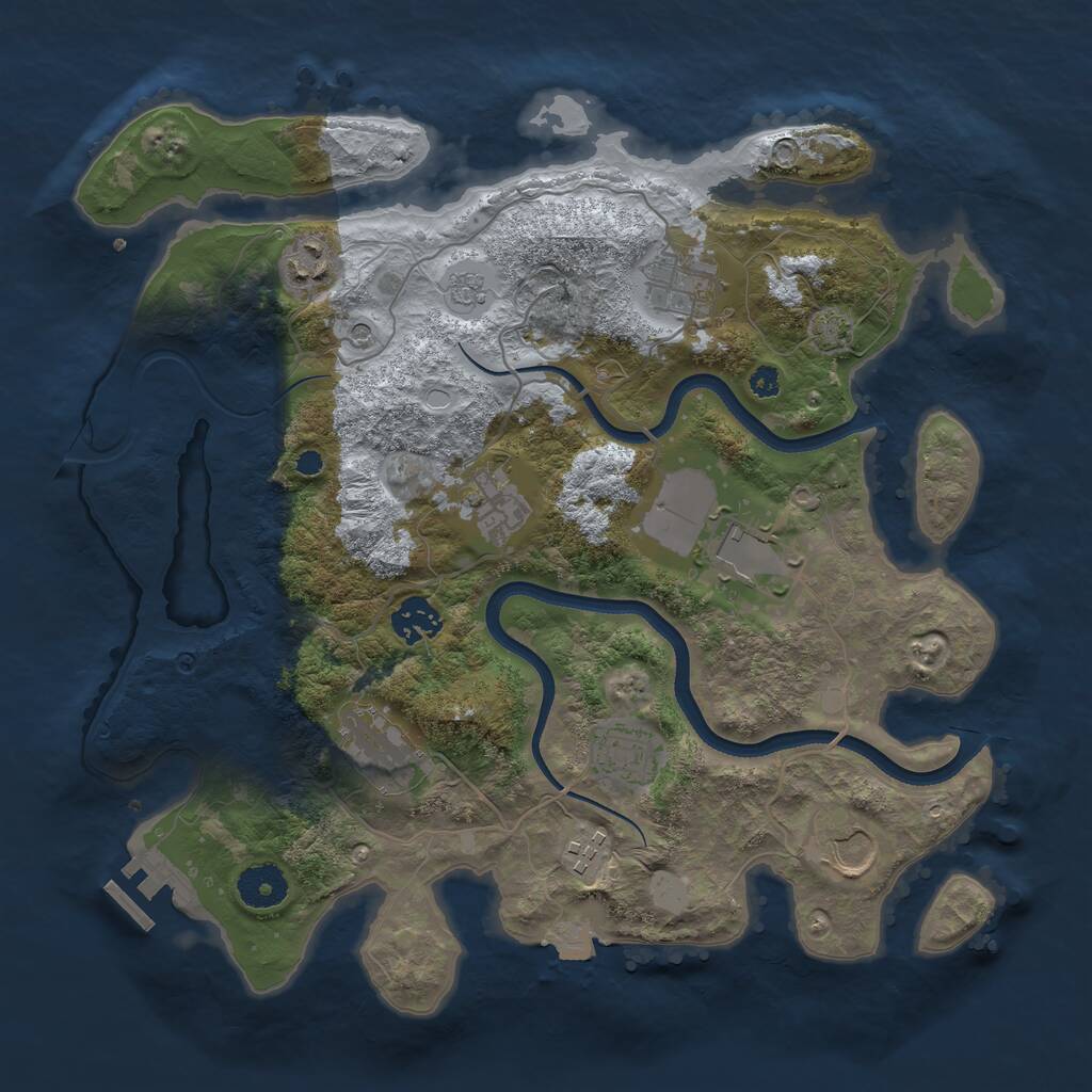 Rust Map: Procedural Map, Size: 3500, Seed: 539393559, 14 Monuments