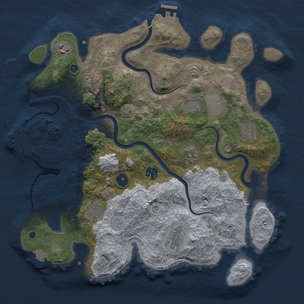 Rust Map: Procedural Map, Size: 3700, Seed: 1314166859, 14 Monuments