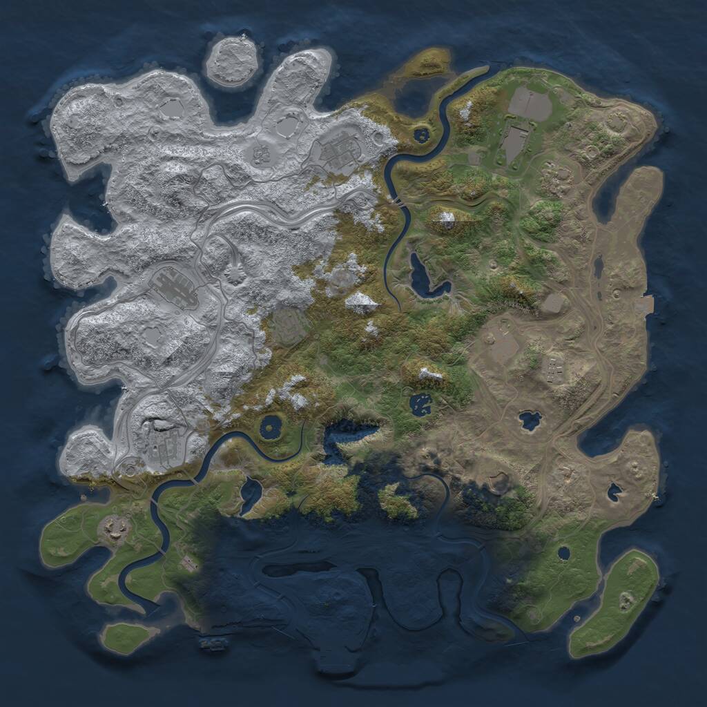 Rust Map: Procedural Map, Size: 4500, Seed: 187733495, 17 Monuments