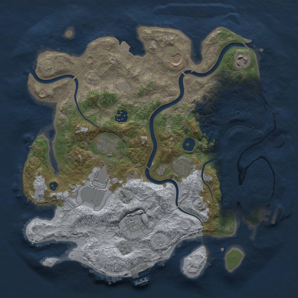 Rust Map: Procedural Map, Size: 3500, Seed: 88105295, 14 Monuments