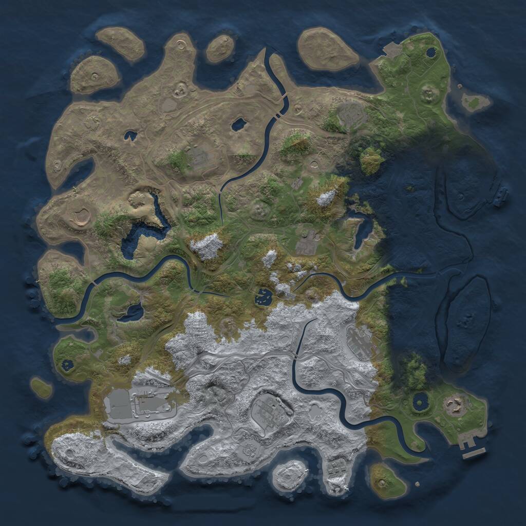 Rust Map: Procedural Map, Size: 4500, Seed: 170825557, 16 Monuments