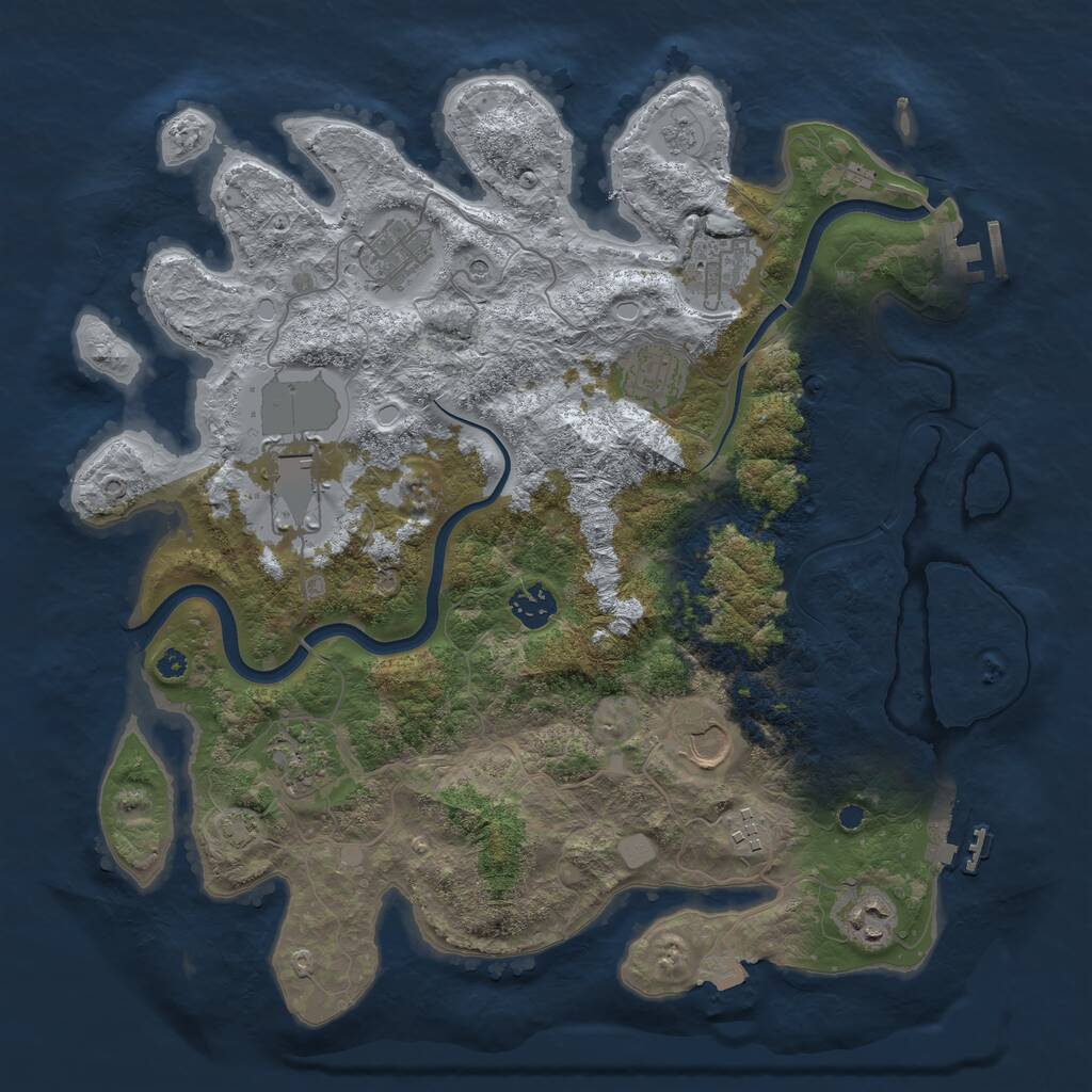 Rust Map: Procedural Map, Size: 3750, Seed: 51516, 15 Monuments