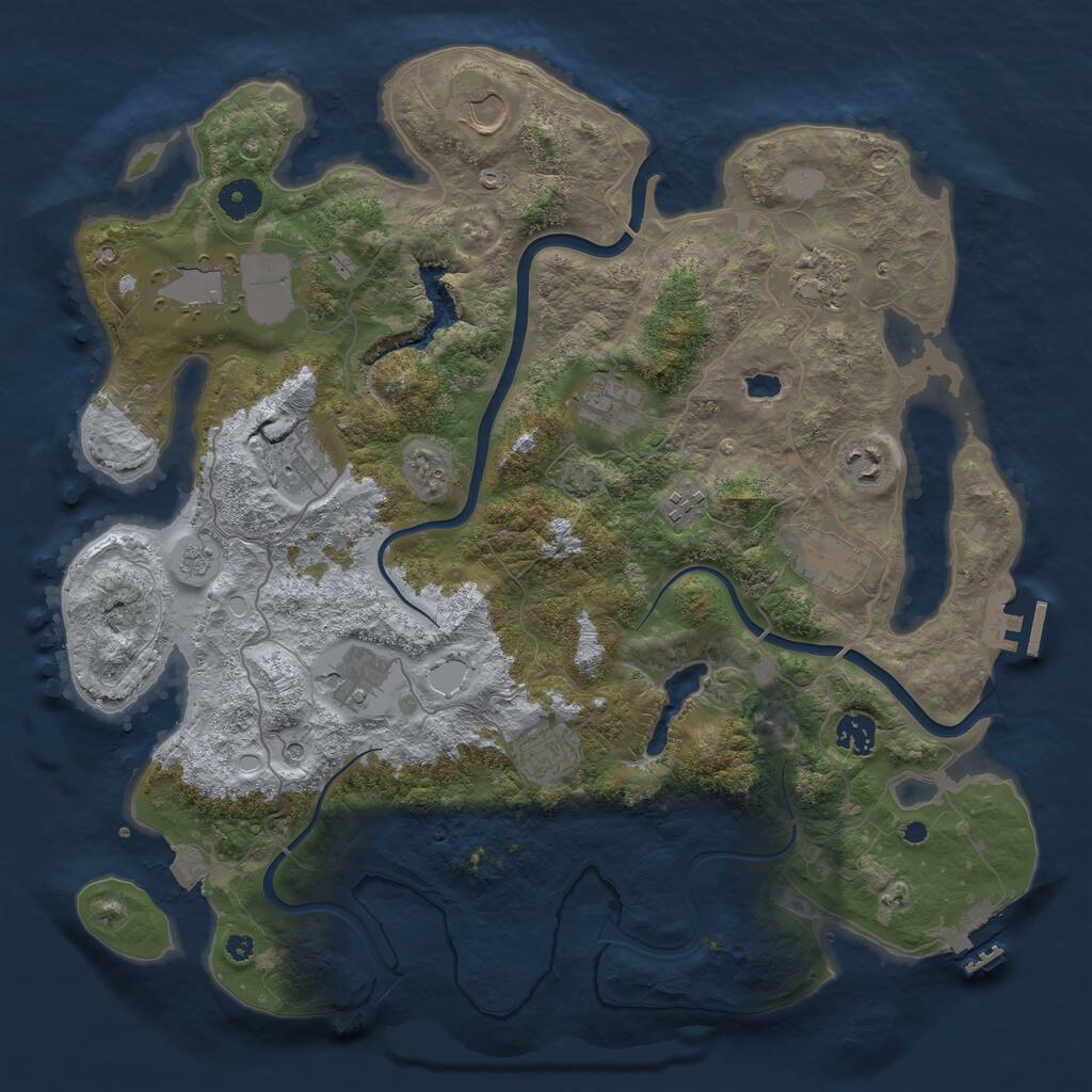 Rust Map: Procedural Map, Size: 4000, Seed: 710576513, 17 Monuments