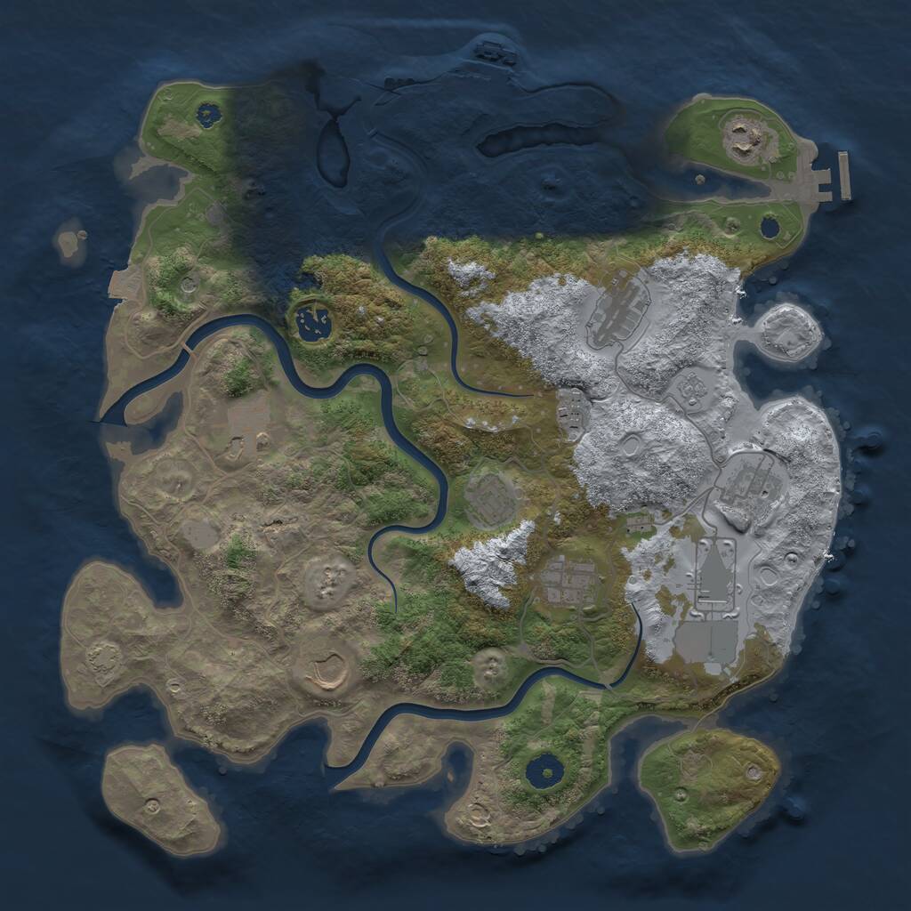 Rust Map: Procedural Map, Size: 3800, Seed: 1925703290, 16 Monuments