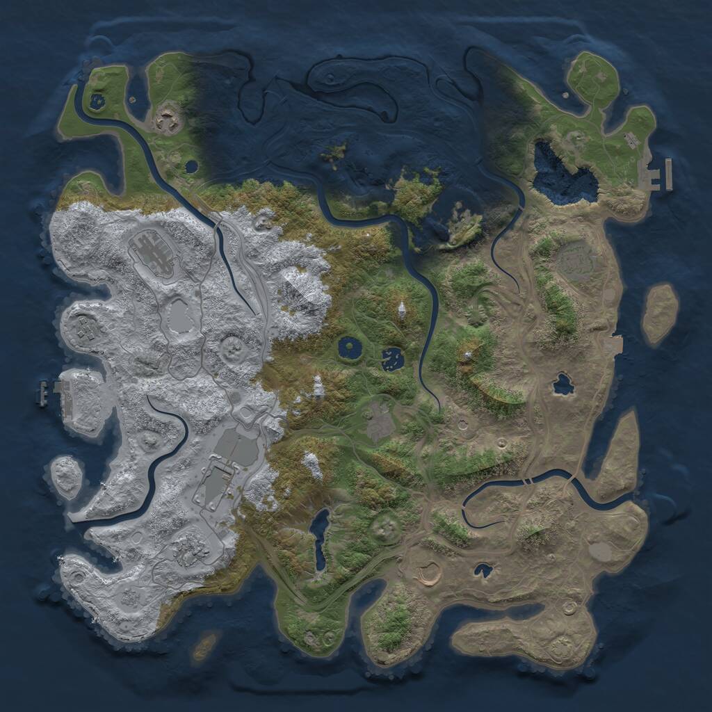 Rust Map: Procedural Map, Size: 4500, Seed: 480622246, 16 Monuments