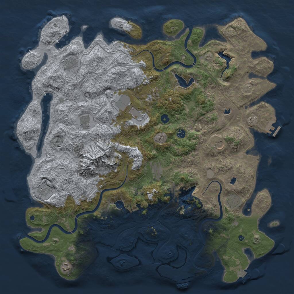 Rust Map: Procedural Map, Size: 5000, Seed: 12343, 17 Monuments