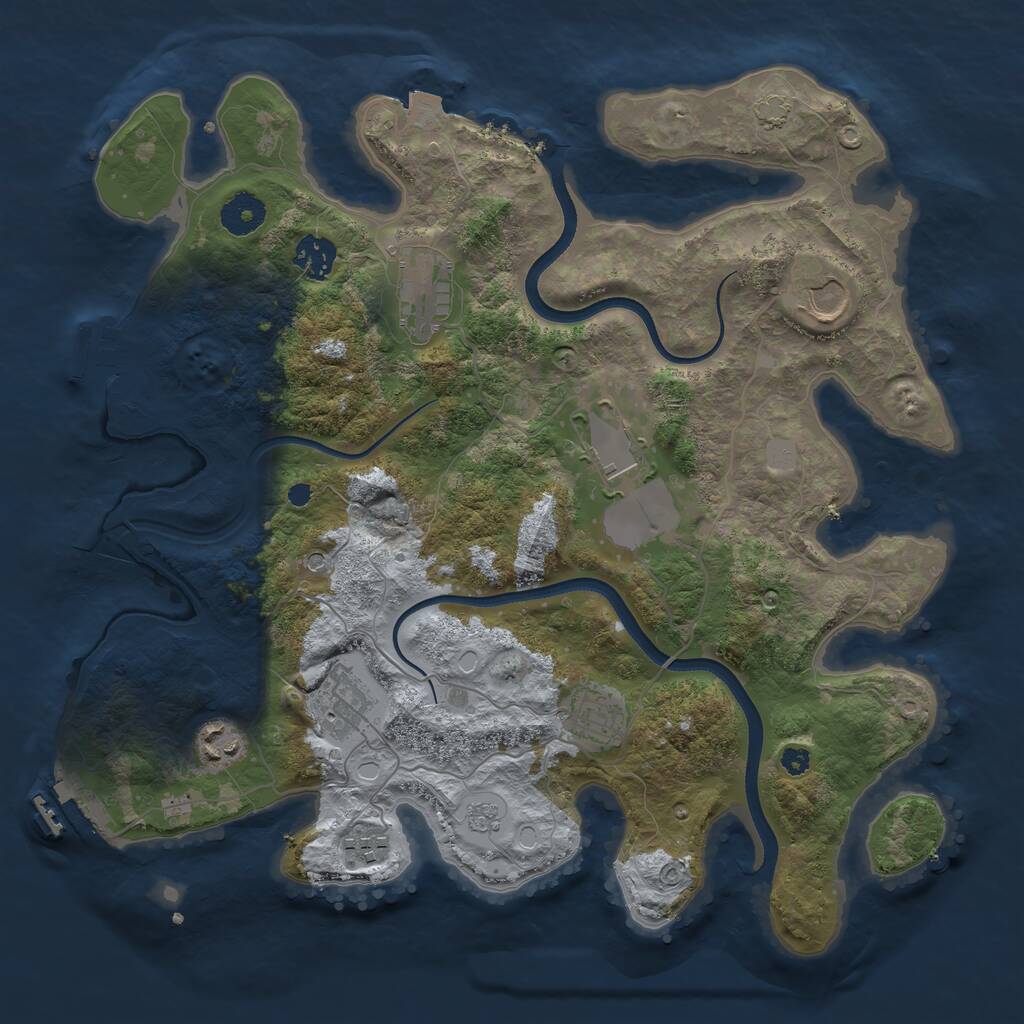 Rust Map: Procedural Map, Size: 3600, Seed: 1125786431, 14 Monuments