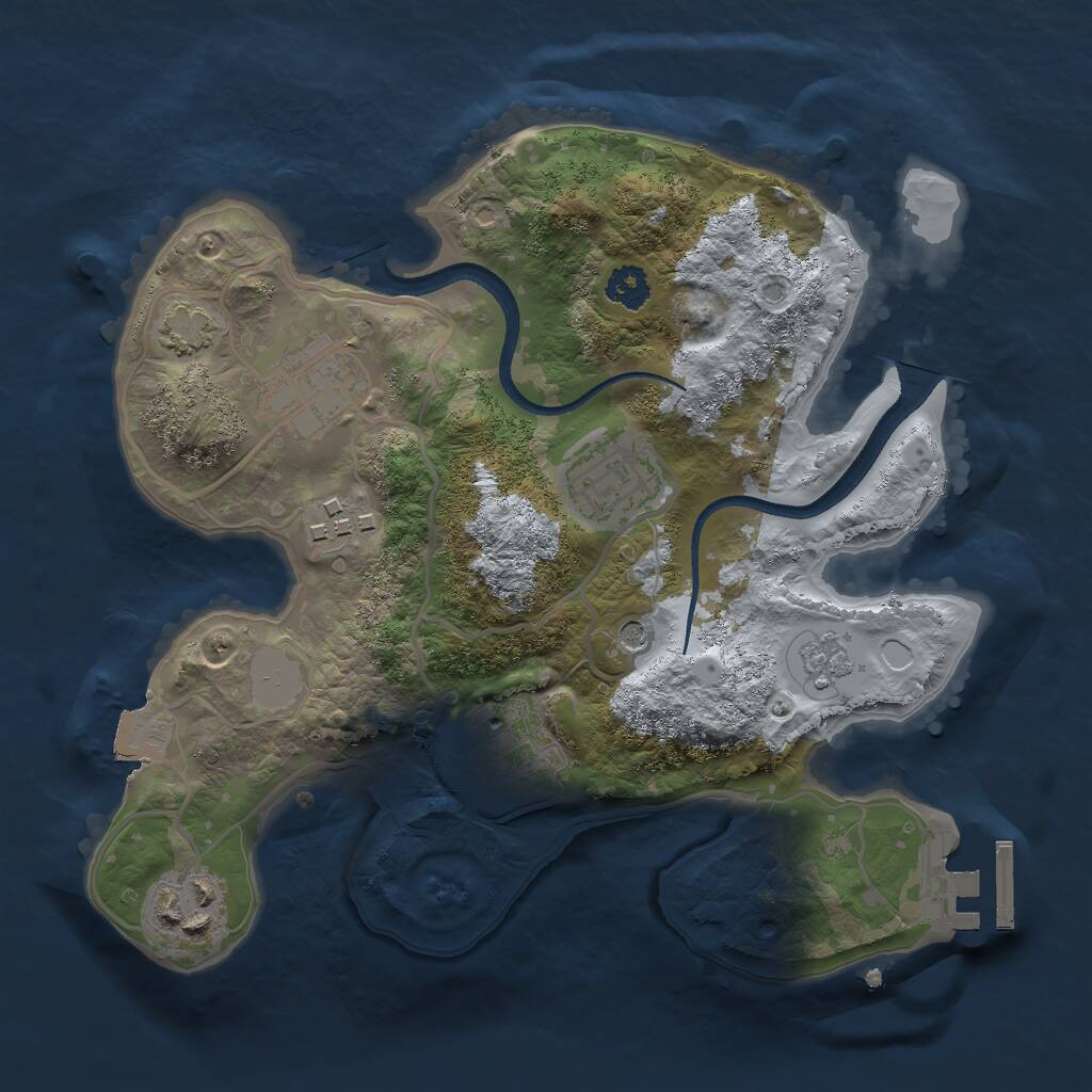 Rust Map: Procedural Map, Size: 2500, Seed: 1402326969, 10 Monuments