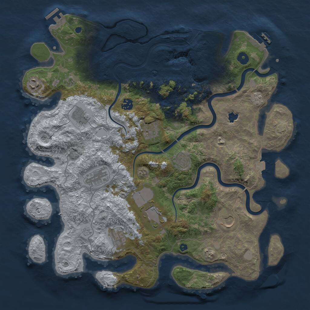 Rust Map: Procedural Map, Size: 4000, Seed: 1129439473, 16 Monuments