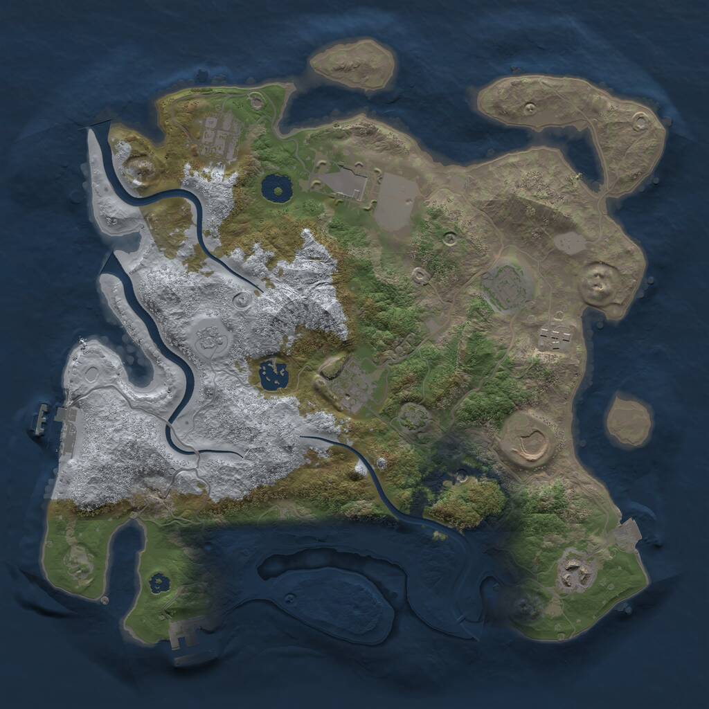 Rust Map: Procedural Map, Size: 3500, Seed: 2781, 14 Monuments