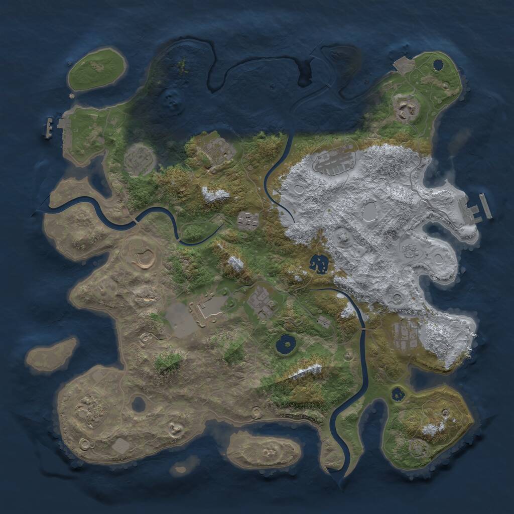 Rust Map: Procedural Map, Size: 3951, Seed: 1337, 17 Monuments