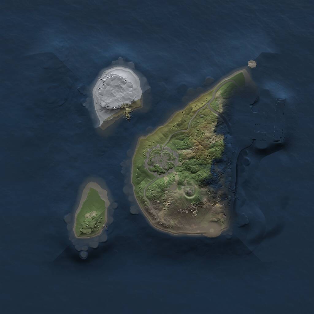 Rust Map: Procedural Map, Size: 1500, Seed: 1923205925, 3 Monuments