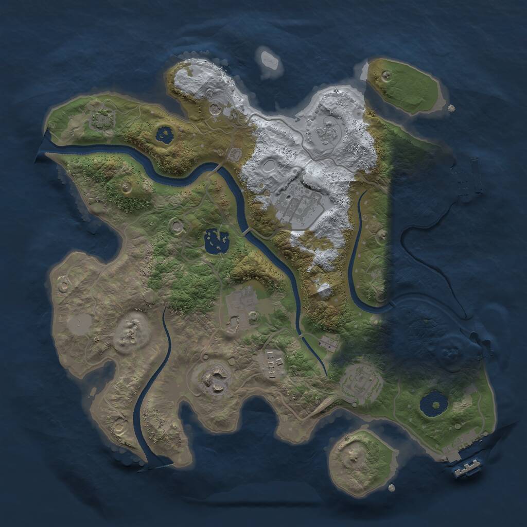 Rust Map: Procedural Map, Size: 3000, Seed: 27843, 12 Monuments