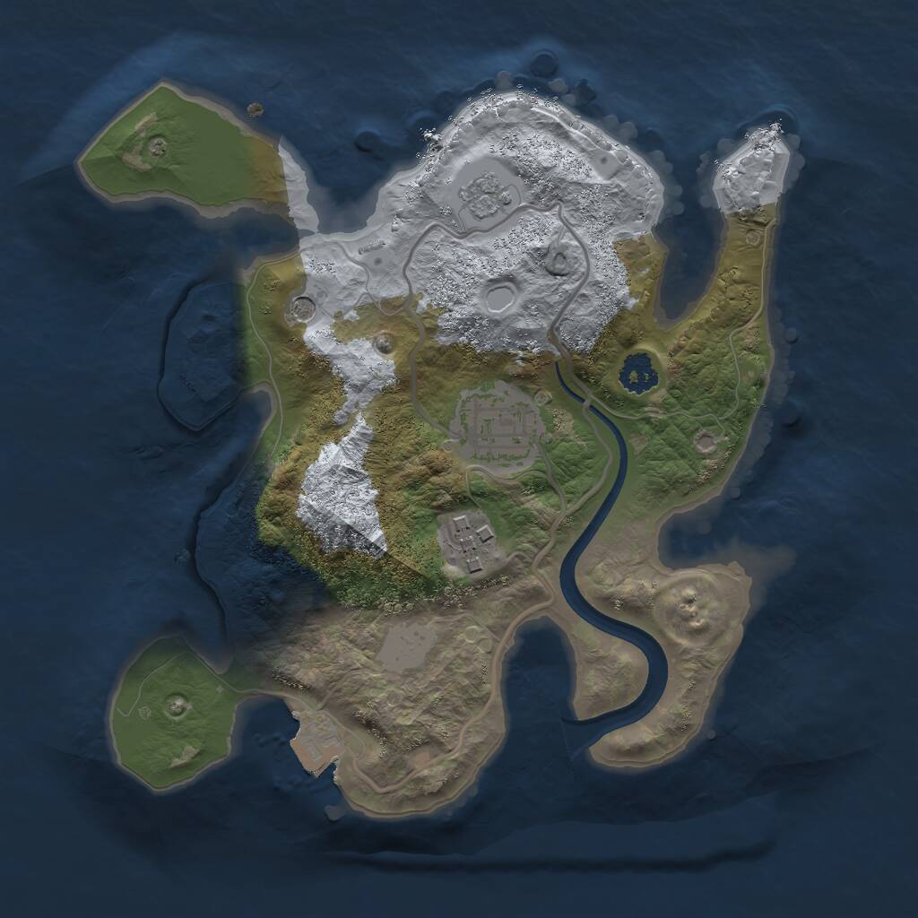 Rust Map: Procedural Map, Size: 2366, Seed: 1, 5 Monuments