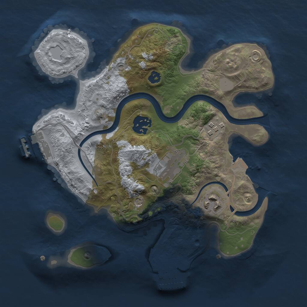 Rust Map: Procedural Map, Size: 2500, Seed: 1023, 8 Monuments
