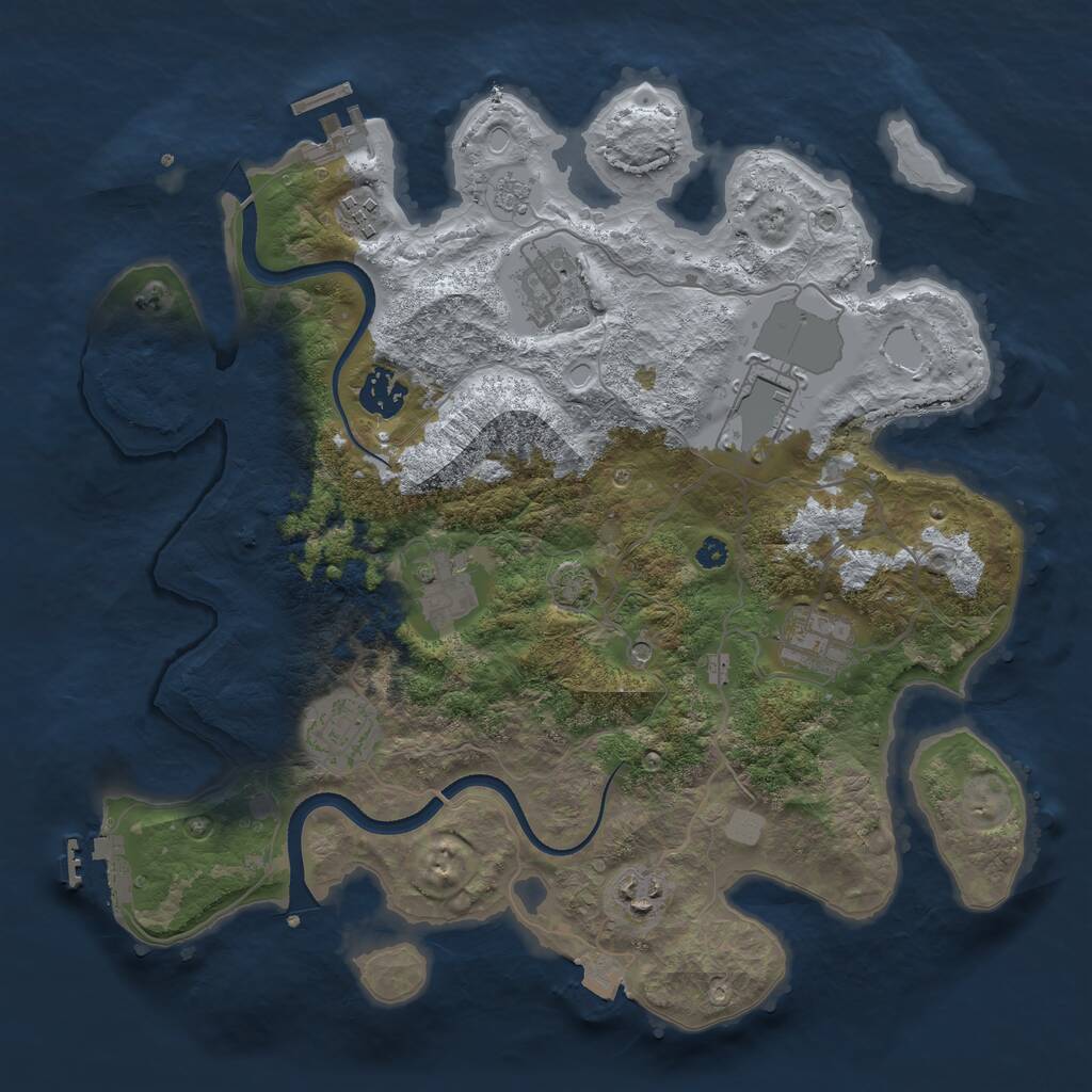 Rust Map: Procedural Map, Size: 3500, Seed: 1240791024, 14 Monuments