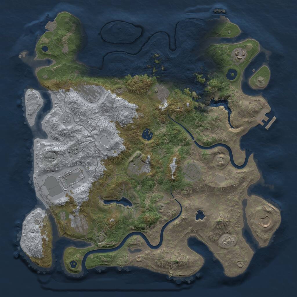 Rust Map: Procedural Map, Size: 4000, Seed: 765, 16 Monuments
