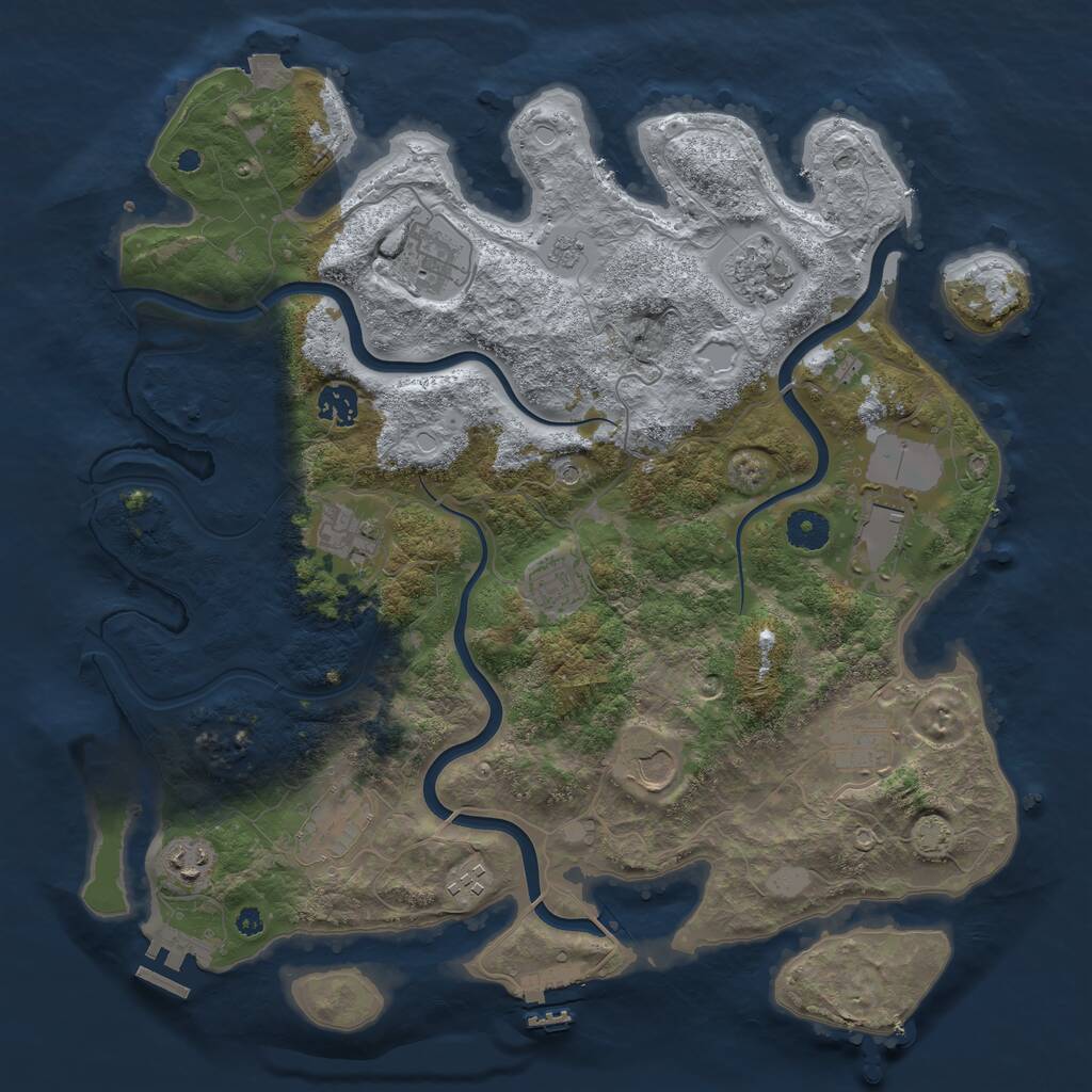 Rust Map: Procedural Map, Size: 3920, Seed: 75051, 17 Monuments