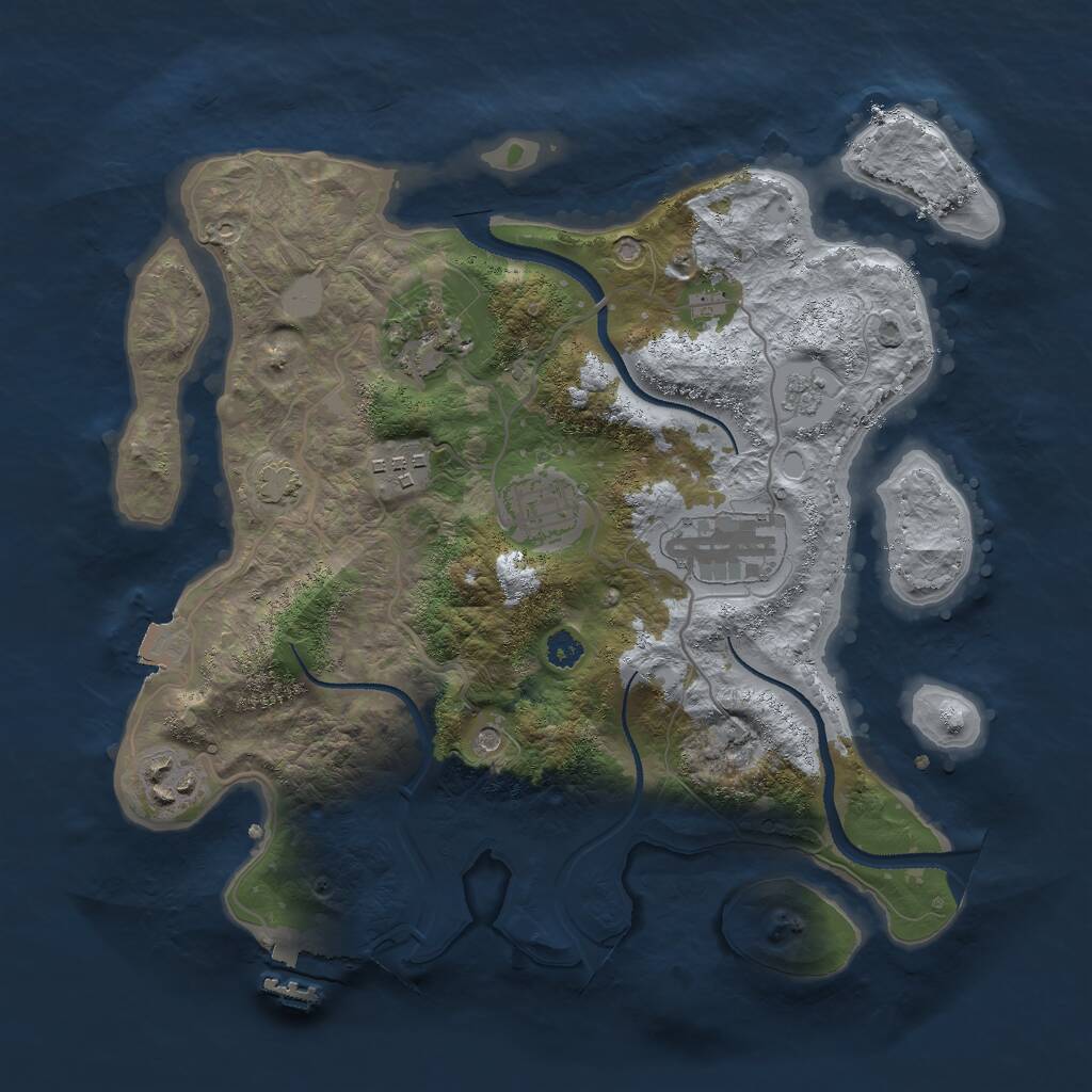 Rust Map: Procedural Map, Size: 3000, Seed: 2019916891, 10 Monuments