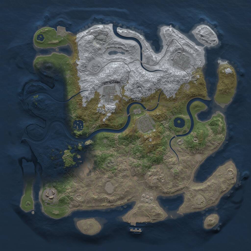 Rust Map: Procedural Map, Size: 3420, Seed: 75051, 13 Monuments