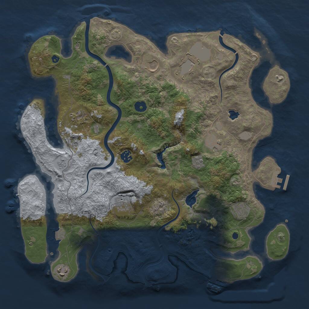 Rust Map: Procedural Map, Size: 4000, Seed: 1234445, 15 Monuments